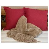 Red Pillows & Chenille Throw