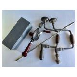 Hand Drill,  Brace (2), Auger Bits