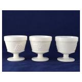 Milk Glass Grape & Leaves Footed Custard Cups (3)