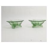 Green Depression Glass Candle Holders (2)