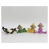 Ceramic Elves (3) & Cat, ca. 1950