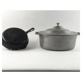 Vintage Cast Iron Skillet & Cast Aluminum Roasting