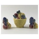 Shawnee Pottery Fruit Basket, Sugar Bowl w/ Salt &