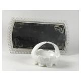 Vintage Dresser Items - Candlewick Mirror & Milkgl