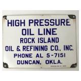 High Pressure Rock Island Oil Warning - Porcelain