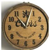 Coors Beer - Wooden Barrel Clock