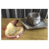 Vintage Leather Aussie Style Hat and Boda Bag