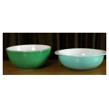 Green & Turquoise Pyrex Bowls (2)