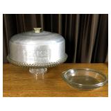 Fire King Pie Plate, Covered Cake Stand