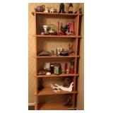 Wooden Six Shelf Bookcase & Contents