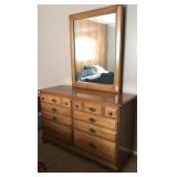 Vintage Solid Maple Dresser with Mirror