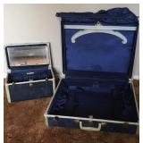 Vintage Blue Samsonite Suitcase & Train Case