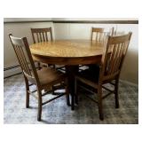Antique Oak Pedestal Table w/ 4 Chairs