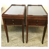 Black Cherry Side Tables w/ Leather Top (2)