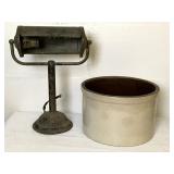 Vintage Crock and Antique Reading Lamp