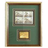 1989 Ducks Unlimited Stamps, Gold Stamp, Framed