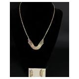 Rainbow Colored Rhinestone Necklace & Earrings