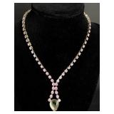 Vintage Rose Colored Rhinestone Necklace