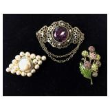 Vintage Group of (3) Brooches