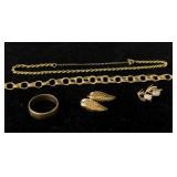 14K Gold Bracelets, Earrings, Ring, 11.8g