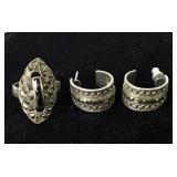 Sterling Earrings & Ring 14.7g