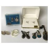 Sterling Earrings & Guitar, 28.9g