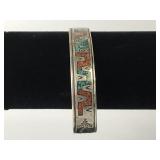 Sterling Cuff Bracelet w/ Turquoise & Coral, 16.7g