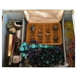 Blue Jewelry Box & Contents