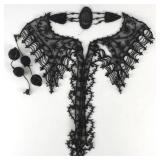 Victorian Mourning Collar w/Detailed Beading (4pc)