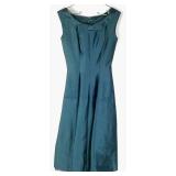 Vintage 50s Forest Green Satin Designer Dress