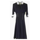 Vintage 1950s Two Tone Blue Designer Dress