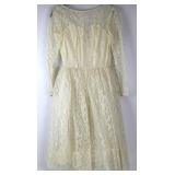 Vintage 50s Allover White Lace Party/Wedding Dress