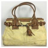 Coach Hampton Signature Yellow Carryall Satchel