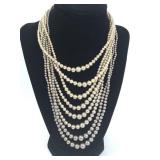Multi-Strand Tri-Color Pearl Necklace