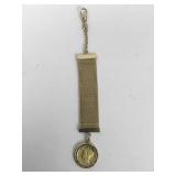 Gold Colored Watch Fob w/ Golden Mercury Dime
