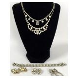 Vintage Signed Rhinestone Jewelry Group, Sterling