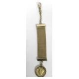 Gold Colored Watch Fob w/ Golden Mercury Dime