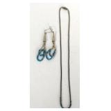 Sterling & Turquoise Silver Necklace, Earrings