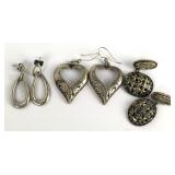 Sterling Silver Earring Sets (2), Buttons, 30.0g