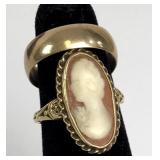 10K Gold Ladies Cameo Ring, Size 5, 2.7g