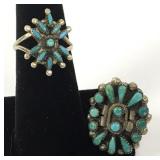 Silver & Turquoise Native American Rings (2) 7.1g