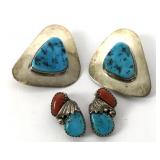 Earrings, Native American Sterling Silver, 18.9g
