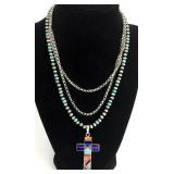 Silver Colored Necklaces (2), Sterling Inlay Cross