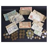 Assortment of Foreign Coins & Currency