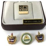 10K Yellow Gold Service Pins (3), 6.0g