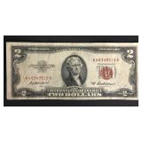 1953A $2 Red Seal Two Dollar Bill