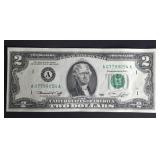 1976 $2 Green Seal Two Dollar Bill