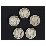 Mixed Mercury Dimes (5)