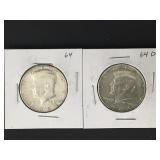 1964-PD Kennedy Half Dollar  AU