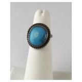 Sterling Silver Turquoise Ring Size 4.5, 4.9g